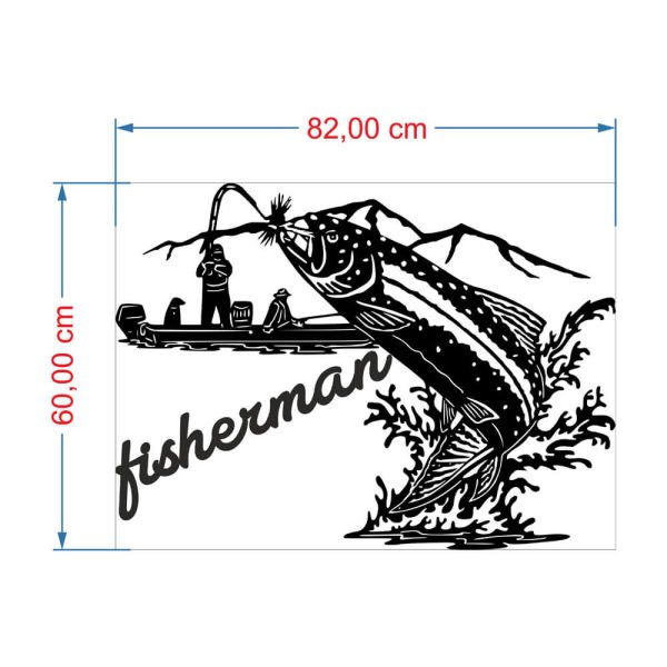 MDF Tablo Dekoratif Büyük Balık ve Fisherman MDF-48 82x60 cm - 3mm