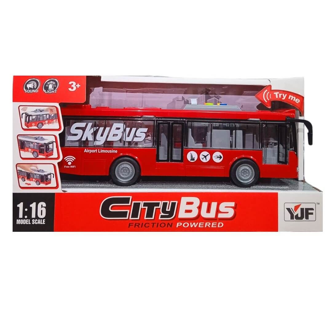 City Bus Pilli Sesli ve Işıklı 30 cm Çek Bırak Oyuncak Otobüs PS-1119-4