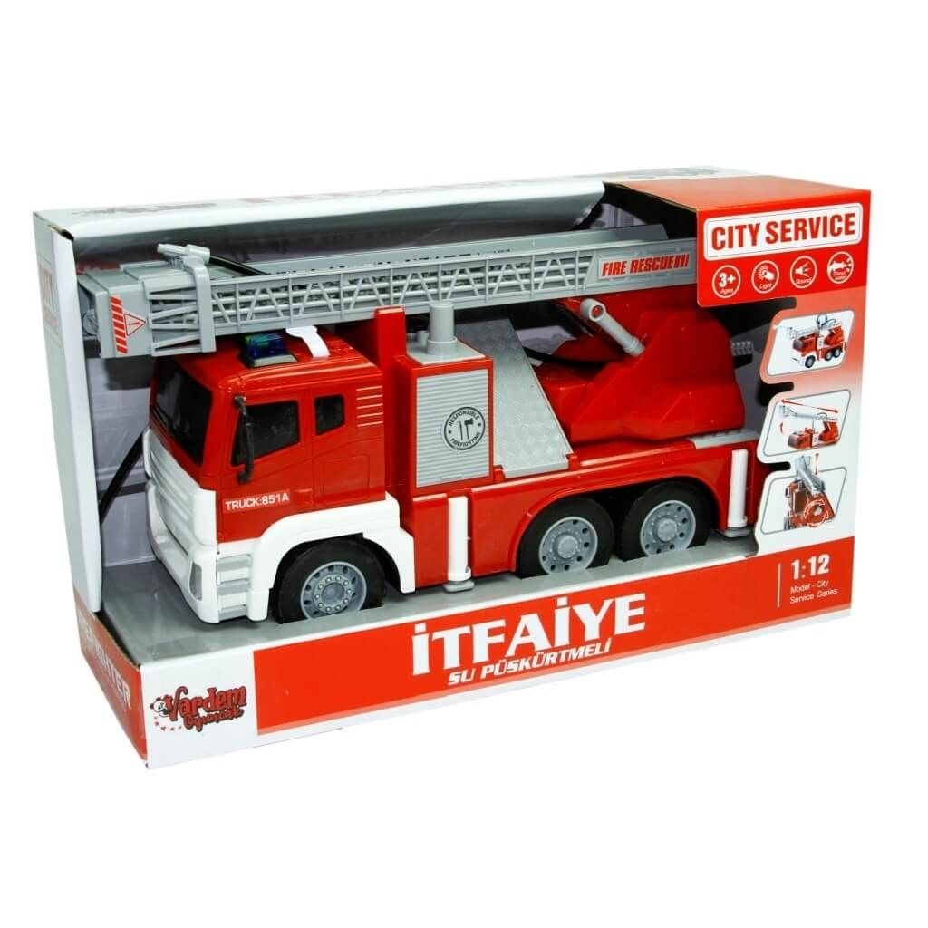 Sürtmeli Sesli Işıklı Hareketli Merdivenli Oyuncak İtfaiye Kamyonu WY851A