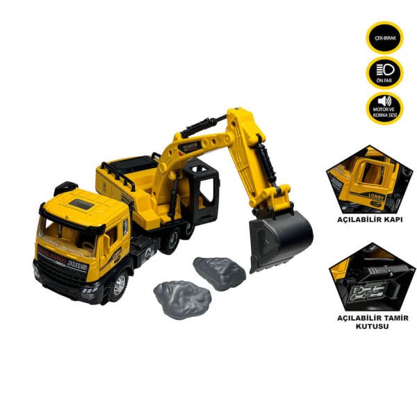 Çek Bırak Oyuncak Kamyon Ekskavatör Sesli ve Işıklı XX992-01B
