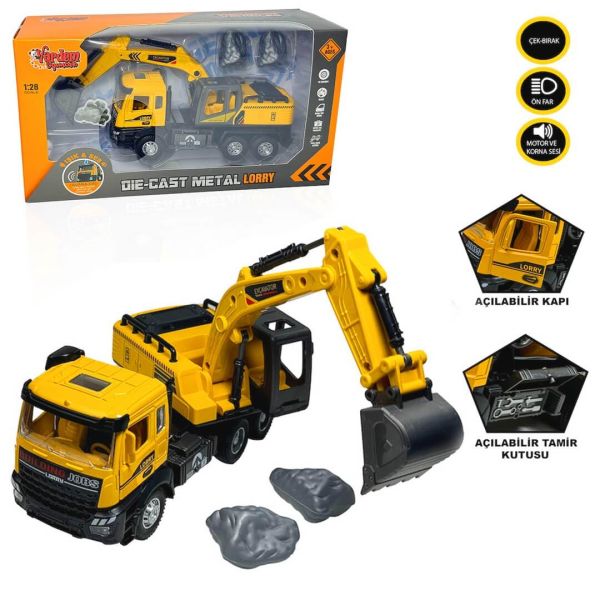 Çek Bırak Oyuncak Kamyon Ekskavatör Sesli ve Işıklı XX992-01B