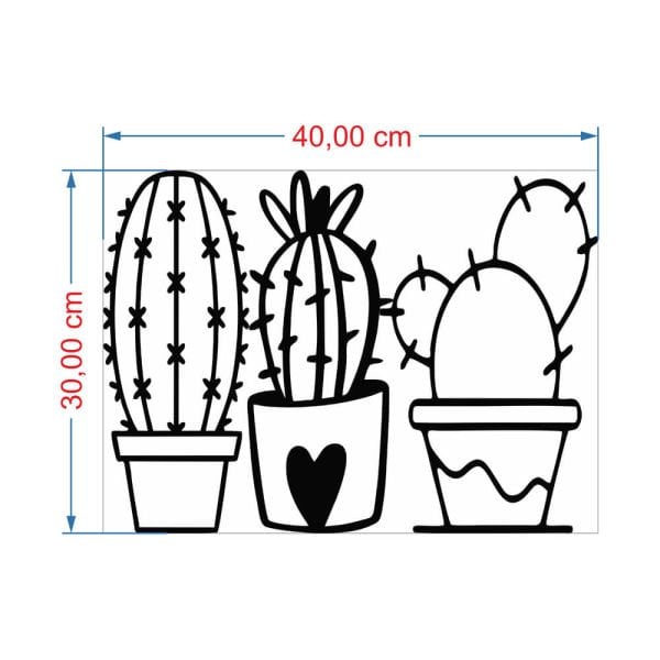 MDF Tablo Dekoratif 3'lü Kaktüs MDF-50 40x30 cm - 3mm