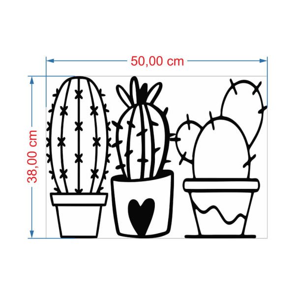 MDF Tablo Dekoratif 3'lü Kaktüs MDF-50 50x38 cm - 9mm