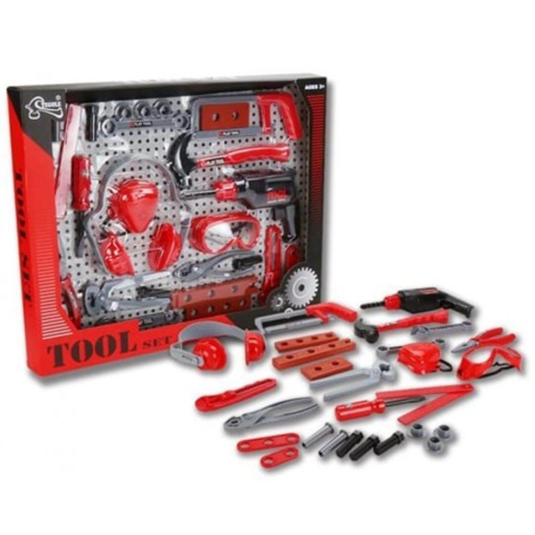 Oyuncak Pilli Matkaplı 23 Parça Aksesuarlı Tamir Seti TGL-T216B