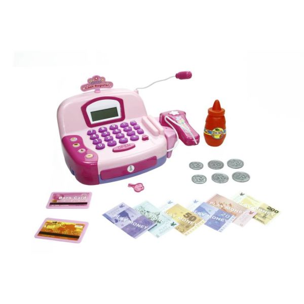 Mikrofonlu Işıklı Ve Sesli Pembe Renk Oyuncak Yazar Kasa VR-66031