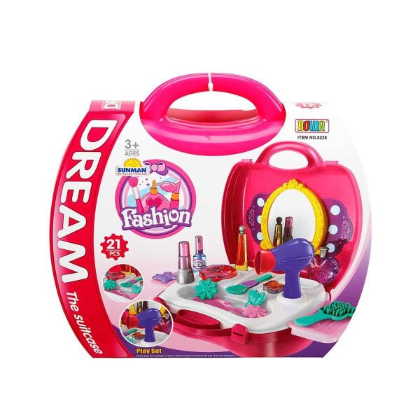 Taşıma Çantalı 21 Parça Oyuncak Güzellik Merkezi Oyun Seti SNM-8314C