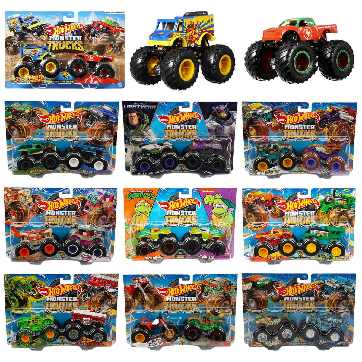 HOT WHEELS FYJ64 Monster Trucks 2'li 1:64 Ölçekli Model Oyuncak Arabalar