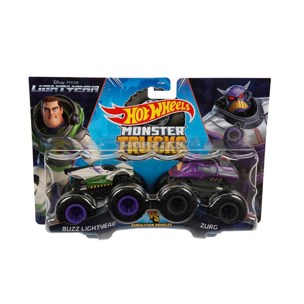 HOT WHEELS FYJ64 Monster Trucks 2'li 1:64 Ölçekli Model Oyuncak Arabalar Buzz Lightyear ve Zurg