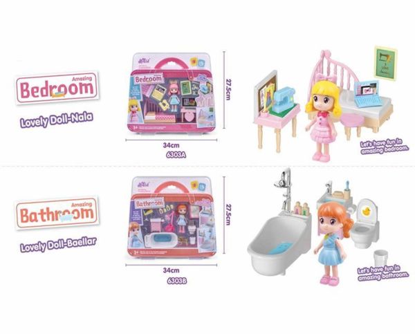 Oyuncak Bebek Nala'nın Ev Oyun ve Yatak Odası Seti MG-6303A-B