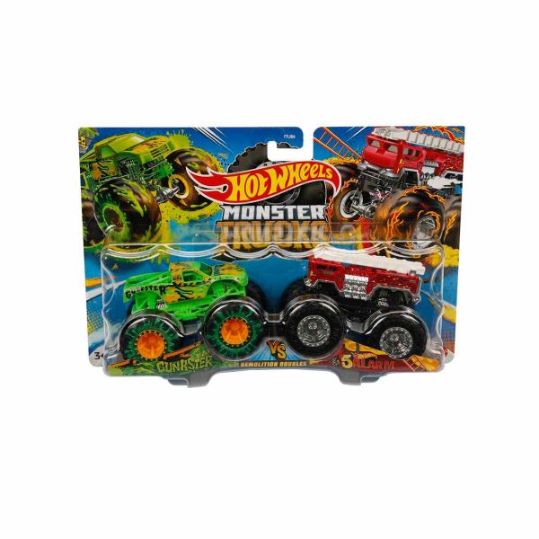 HOT WHEELS FYJ64 Monster Trucks 2'li 1:64 Ölçekli Model Oyuncak Arabalar Gunkster ve 5 Alarm