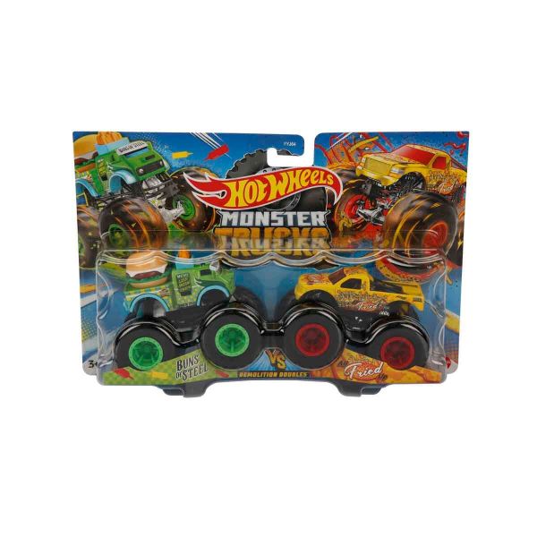 HOT WHEELS FYJ64 Monster Trucks 2'li 1:64 Ölçekli Model Oyuncak Arabalar Buns Of Steel ve All Fried Up