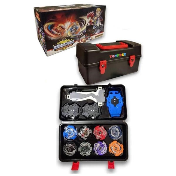 Tool Box Çantalı Oyuncak Beyblade Metal Topaç 8 li Set BB-888