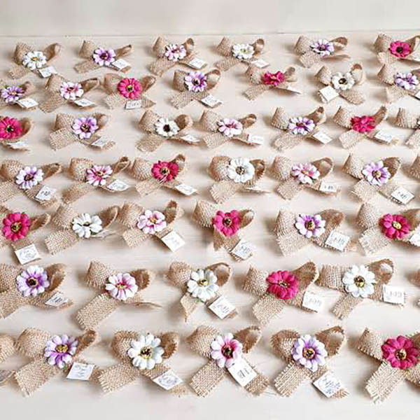 Nikah Şekeri Hediyeliği Papatyalı Jüt Kumaş Fiyonk Magnet Nks-70