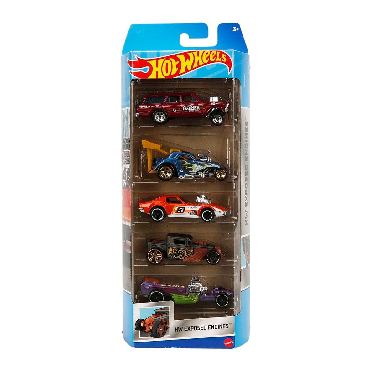 Hot Wheels 5'li Araba Seti HTW-01806 B - (Oyuncak Serisi Seçebilirsiniz) Hw Exposed Engines Hfv90