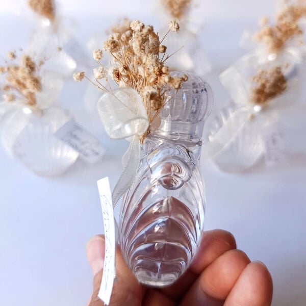 Nikah Şekeri Hediyeliği Kolonya Şişesi Nks-301A Cipso Çiçekli Plastik İstiridye Şişe