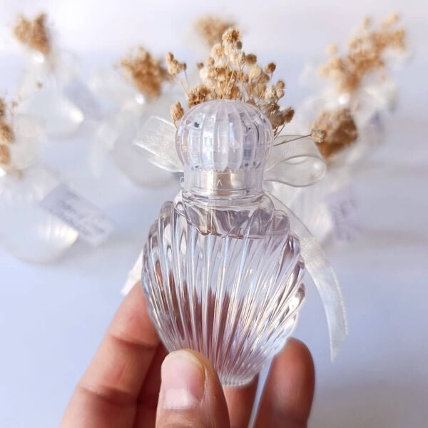 Nikah Şekeri Hediyeliği Kolonya Şişesi Nks-301A Cipso Çiçekli Plastik İstiridye Şişe