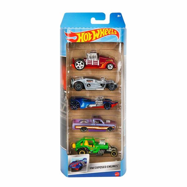 Hot Wheels 5'li Araba Seti HTW-01806 B - (Oyuncak Serisi Seçebilirsiniz) Hw Exposed Engines Hly79