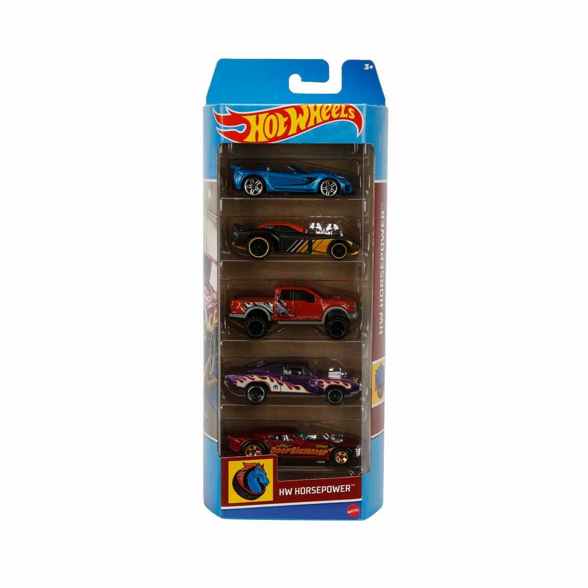 Hot Wheels 5'li Araba Seti HTW-01806 C - (Oyuncak Serisi Seçebilirsiniz) Hw Horsepower Hfv94