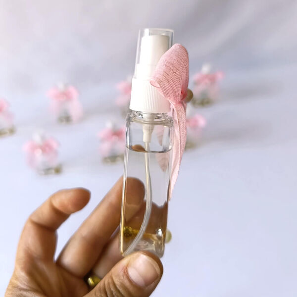 Nikah Şekeri Hediyeliği Sprey Kapaklı Kolonya Şişesi Nks-303B Dikdörtgen Plastik 50cc Şişe