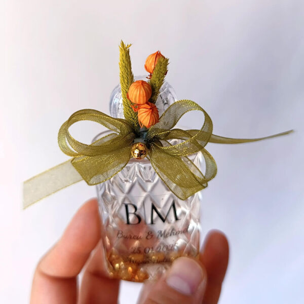 Nikah Şekeri Hediyeliği Kolonya Şişesi Nks-306 Baklava Desenli 50cc Plastik Şişe