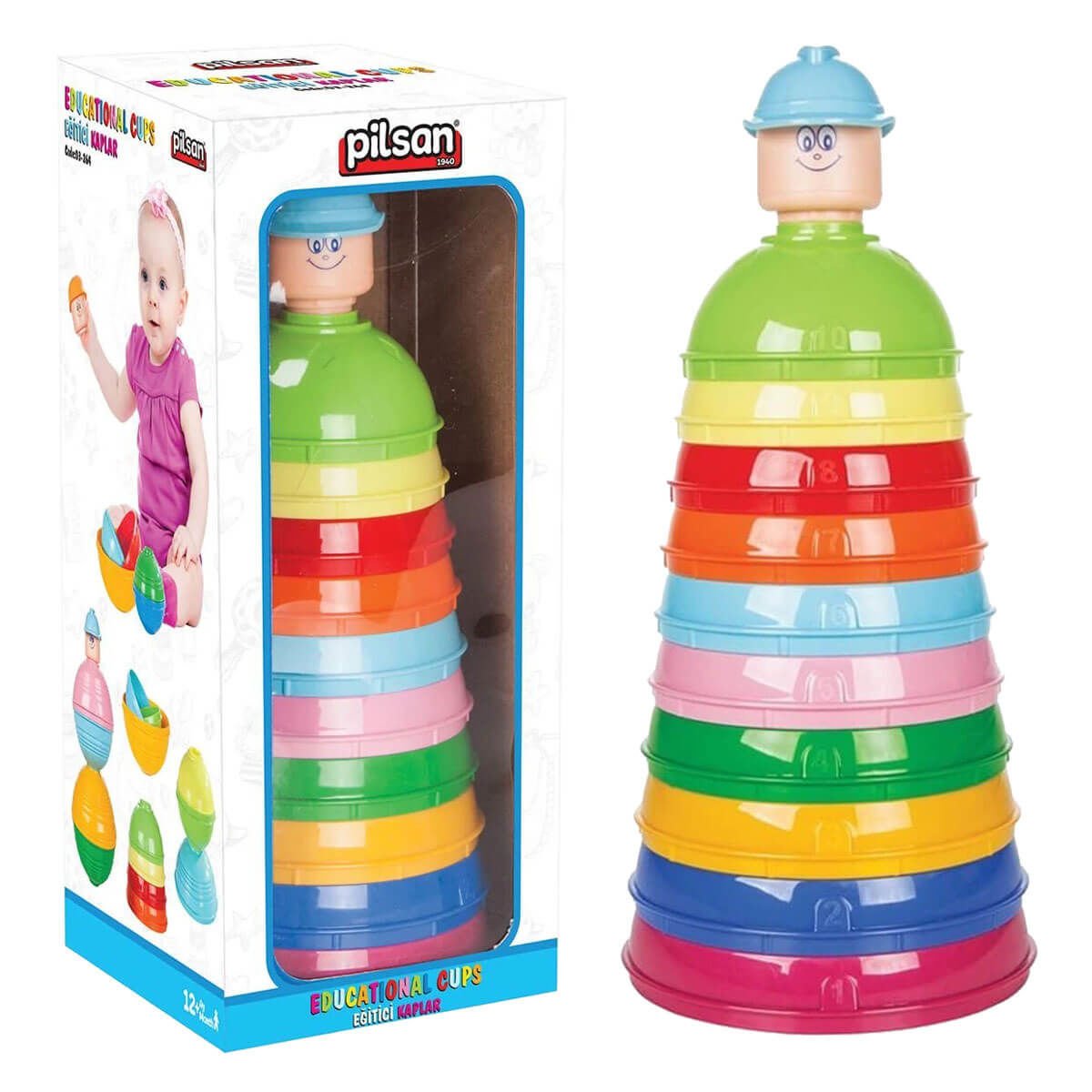 Eğitici Oyuncak Kaplar 10 Parça Renkli Kap Seti PL-03-264