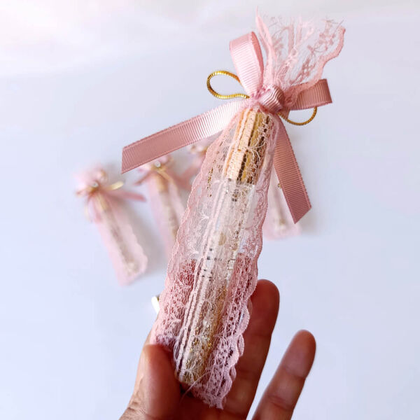 Nikah Şekeri Hediyeliği Keseli Parfüm Şişesi Nks-310B Cam Sprey Kapaklı 10cc Kalem Şişe