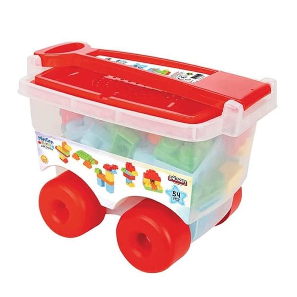 Arabalı Kutu İçinde 56 Parça Master Bloklu Trolley Eğitici Oyuncak Seti PL-03-575