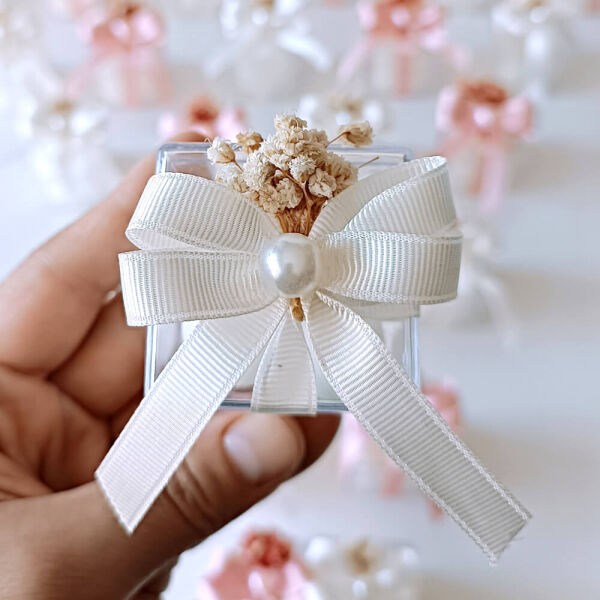 Nikah Şekeri Hediyeliği Mika Kutu İçerisinde Bubble Mum Nks-314