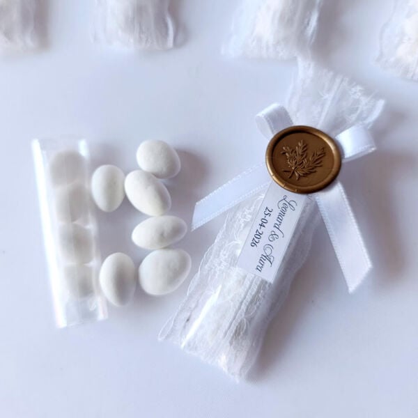 Nikah Şekeri Magnet Nks-320A Badem Şekerli Mühürlü Organze Tül Kese