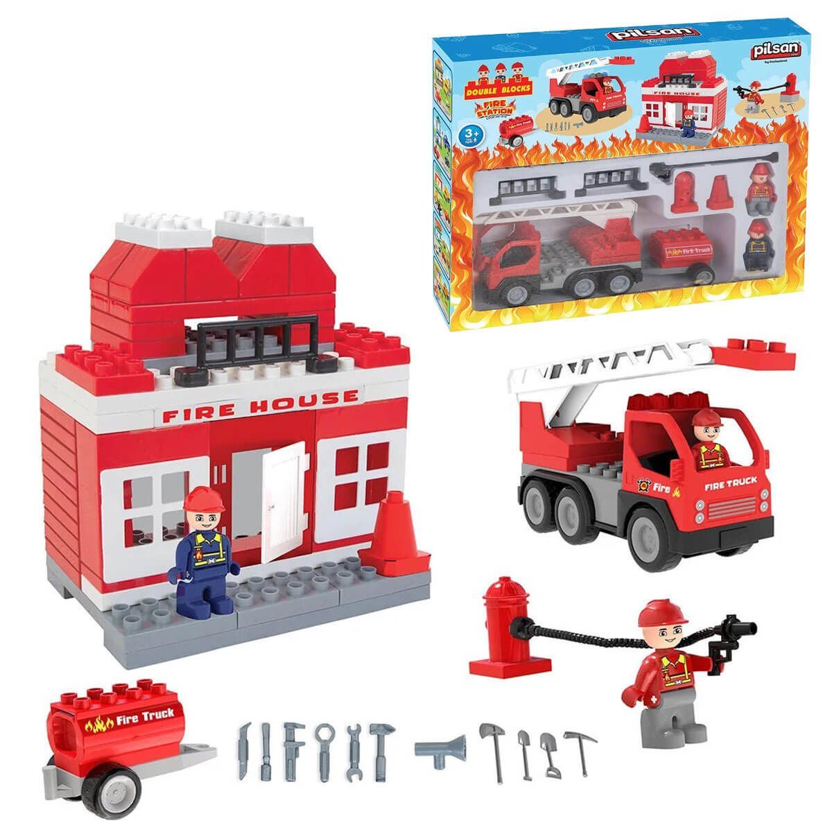 Double Blocks İtfaiye Oyunu 76 Parça Eğitici Oyuncak Seti PL-03-610