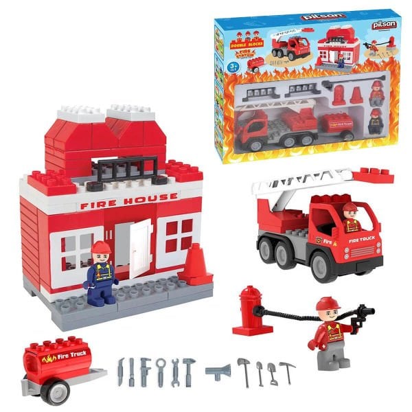 Double Blocks İtfaiye Oyunu 76 Parça Eğitici Oyuncak Seti PL-03-610