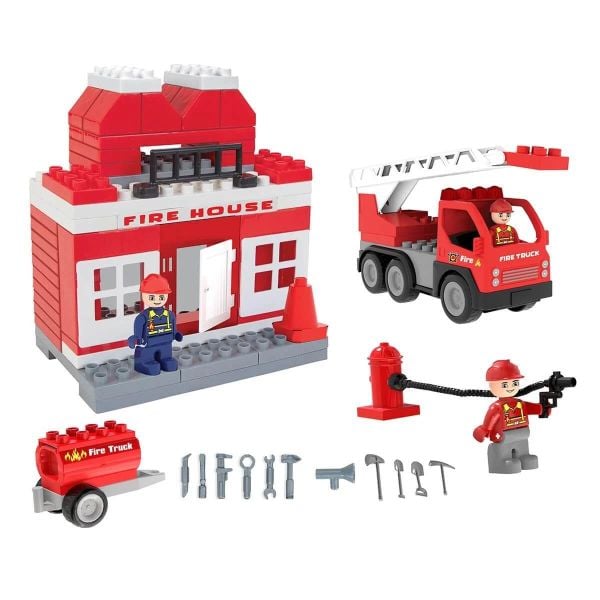Double Blocks İtfaiye Oyunu 76 Parça Eğitici Oyuncak Seti PL-03-610
