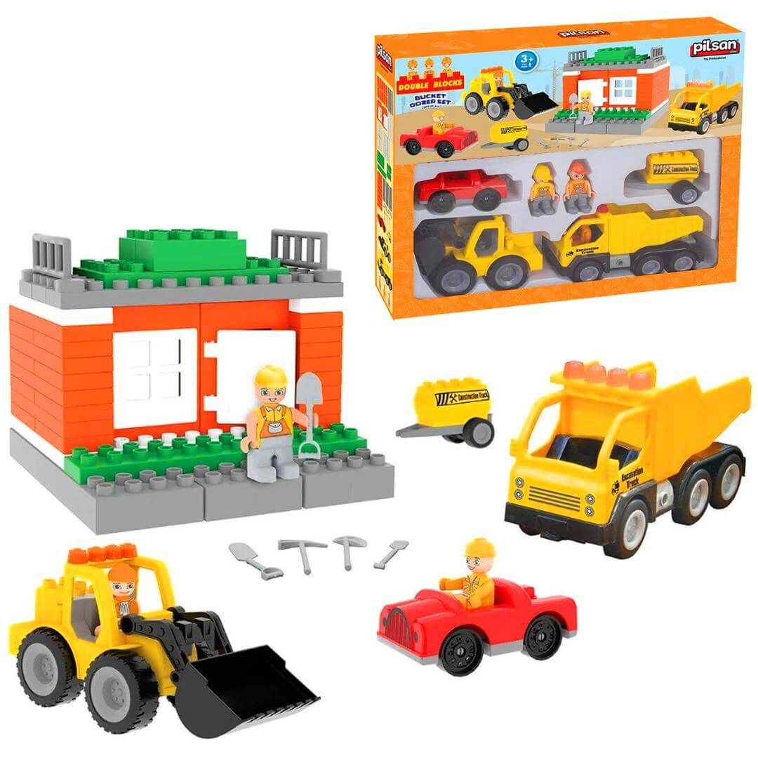 Double Blocks Kepçeli Dozer 57 Parça Eğitici Oyuncak Seti PL-03-614
