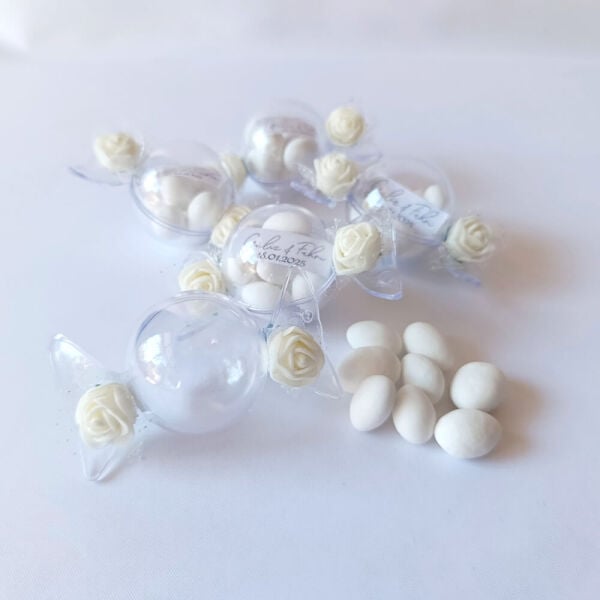 Nikah Şekeri Badem Şekerli Bayram Şekeri Şeklinde Yuvarlak Mika Kutu Nks-323