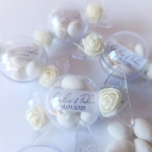 Nikah Şekeri Badem Şekerli Bayram Şekeri Şeklinde Yuvarlak Mika Kutu Nks-323