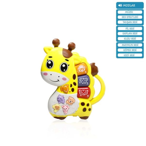 Oyuncak Işıklı ve Sesli Müzikli Zürafa Bebek Piyanosu Sarı VR-855-69A