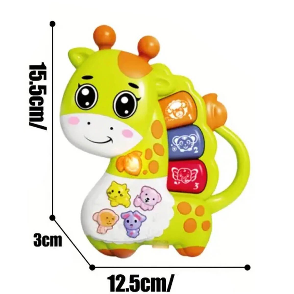 Oyuncak Işıklı ve Sesli Müzikli Zürafa Bebek Piyanosu Yeşil VR-B855-69A