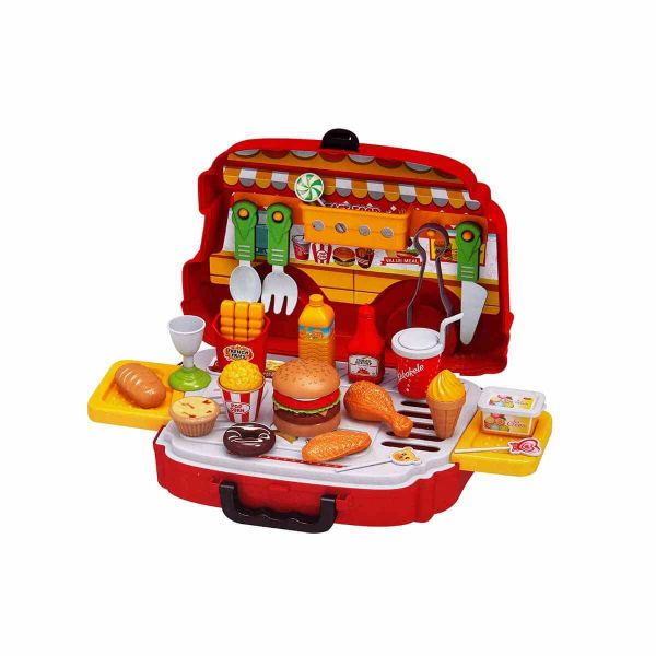 Tekerlekli 36 Parça Oyuncak Hamburger Karavanı Seti SNM-689-26