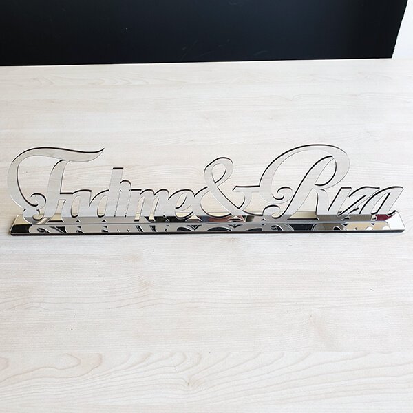 Nişan Masası İsimliği | Pleksi İsimlik 06 Gümüş