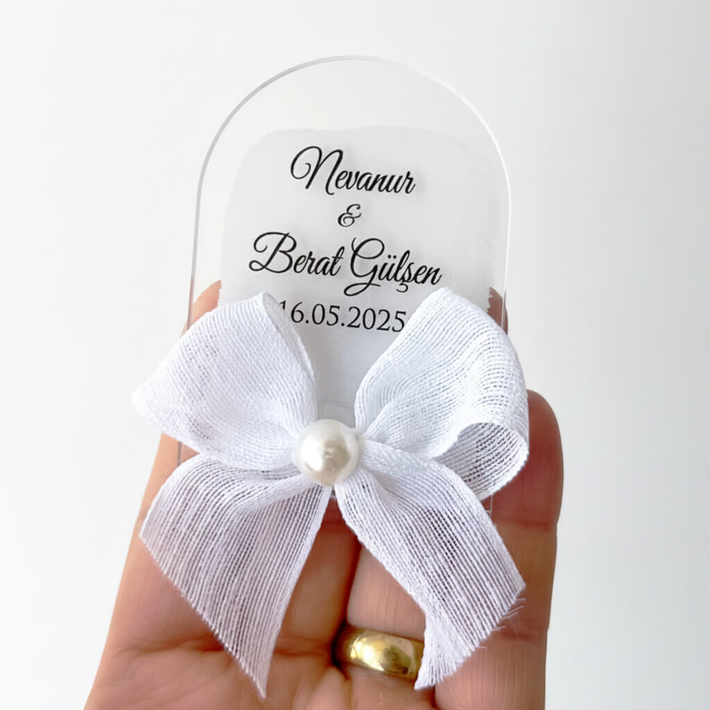 Nikah Şekeri Hediyeliği Nks-328A Pencere Formunda Şeffaf Pleksi Magnet