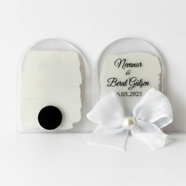 Nikah Şekeri Hediyeliği Nks-328A Pencere Formunda Şeffaf Pleksi Magnet