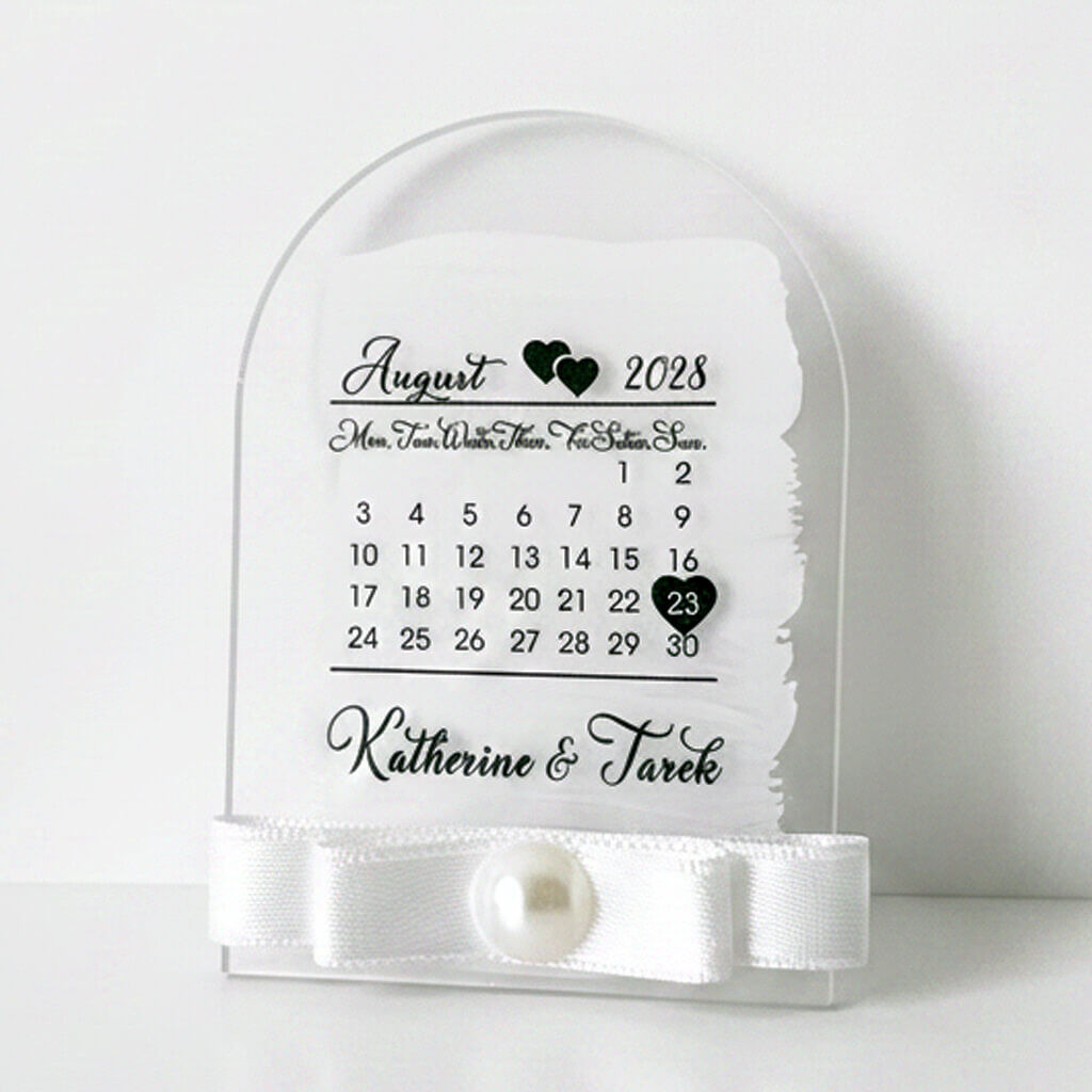Nikah Şekeri Hediyeliği Nks-328B Pencere Formunda Takvimli Şeffaf Pleksi Magnet