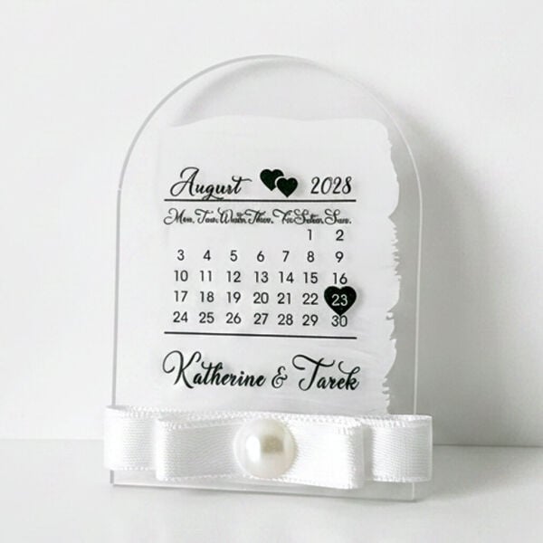 Nikah Şekeri Hediyeliği Nks-328B Pencere Formunda Takvimli Şeffaf Pleksi Magnet