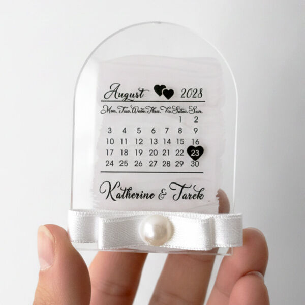 Nikah Şekeri Hediyeliği Nks-328B Pencere Formunda Takvimli Şeffaf Pleksi Magnet