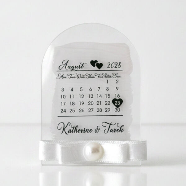 Nikah Şekeri Hediyeliği Nks-328B Pencere Formunda Takvimli Şeffaf Pleksi Magnet