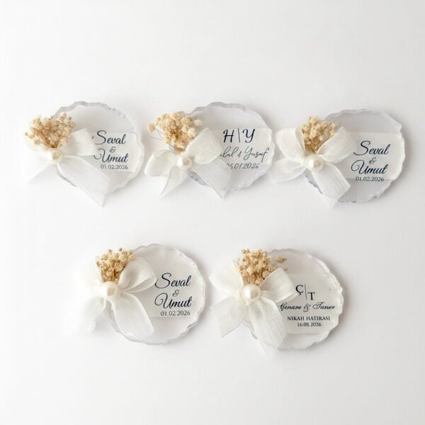 Nikah Şekeri Hediyeliği Nks-329 Tırtıklı Yuvarlak Şeffaf Pleksi Magnet