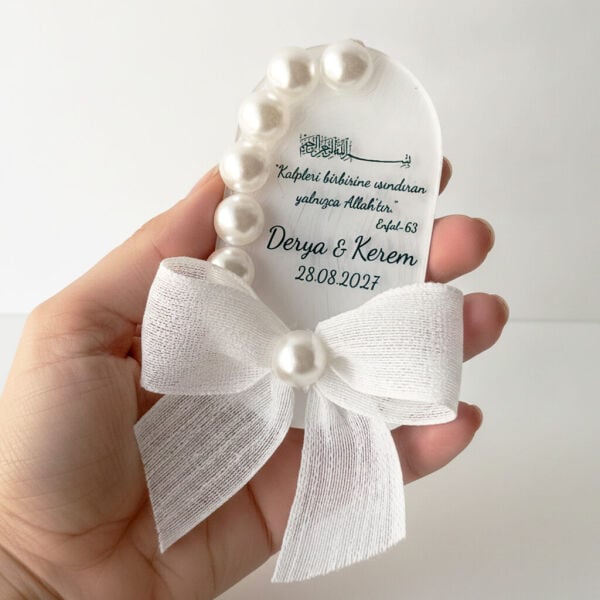 Nikah Şekeri Hediyeliği Nks-333A İncili Elips Şeffaf Pleksi Magnet