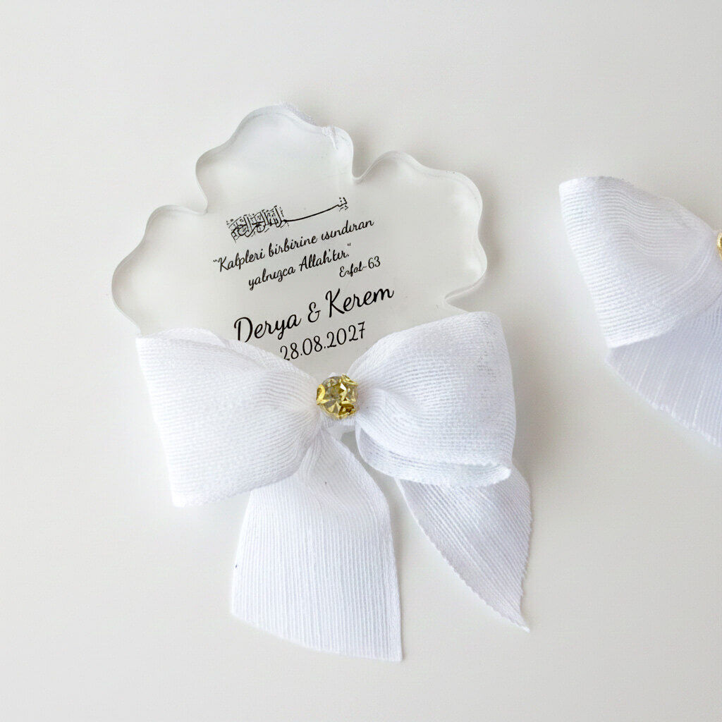 Nikah Şekeri Hediyeliği Nks-334 Sakura Çiçeği Şeffaf Pleksi Magnet