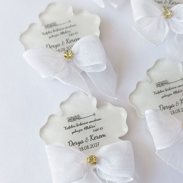 Nikah Şekeri Hediyeliği Nks-334 Sakura Çiçeği Şeffaf Pleksi Magnet