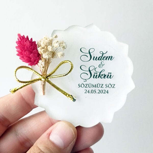 Nikah Şekeri Hediyeliği Nks-337 Çiçek Kesim Pleksi Magnet